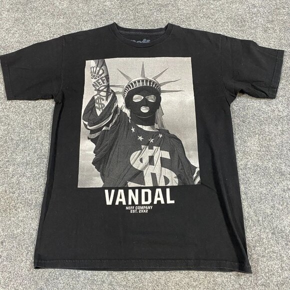 Neff Other - NEFF American Vandal T-shirt M Black Cotton Balaclava Statue of Freedom